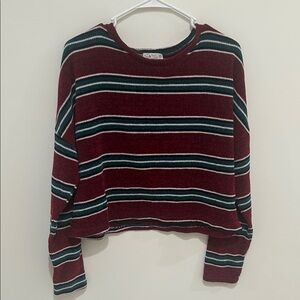 Poof! Burgundy and Teal Striped Sweater